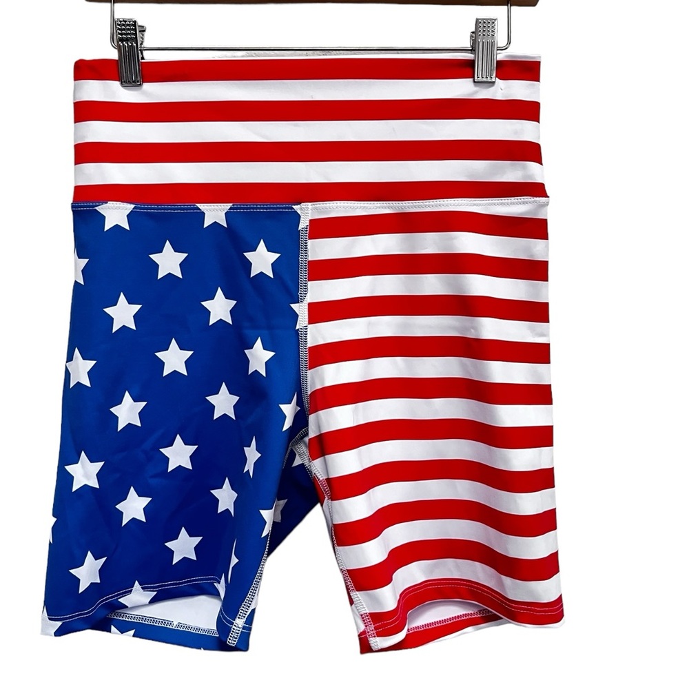 Beach Riot American Flag Patriotic Get Out The Vote Bike Shorts M NWT